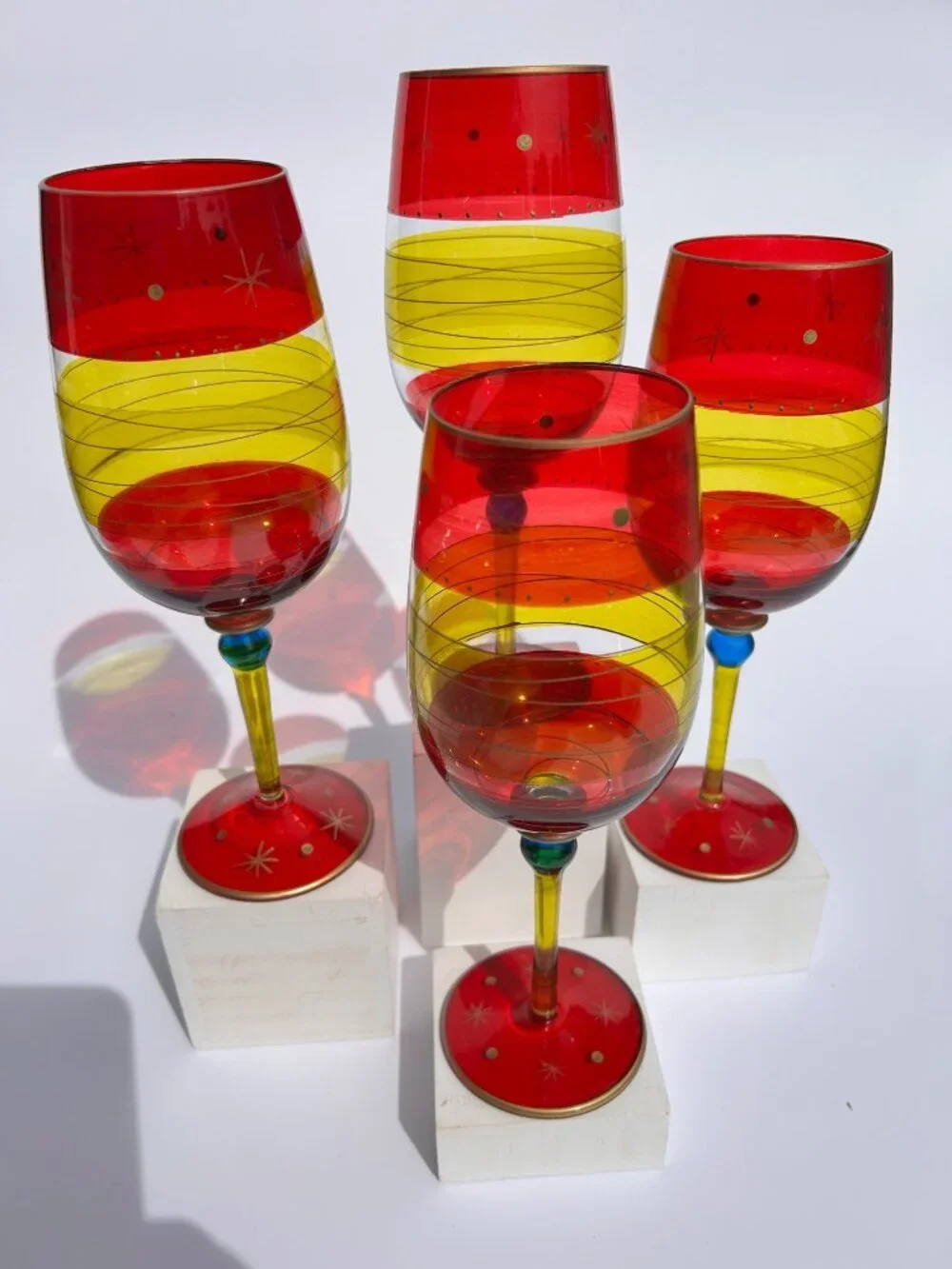 Vintage Pier 1 Festive Stripe Wine Glass.